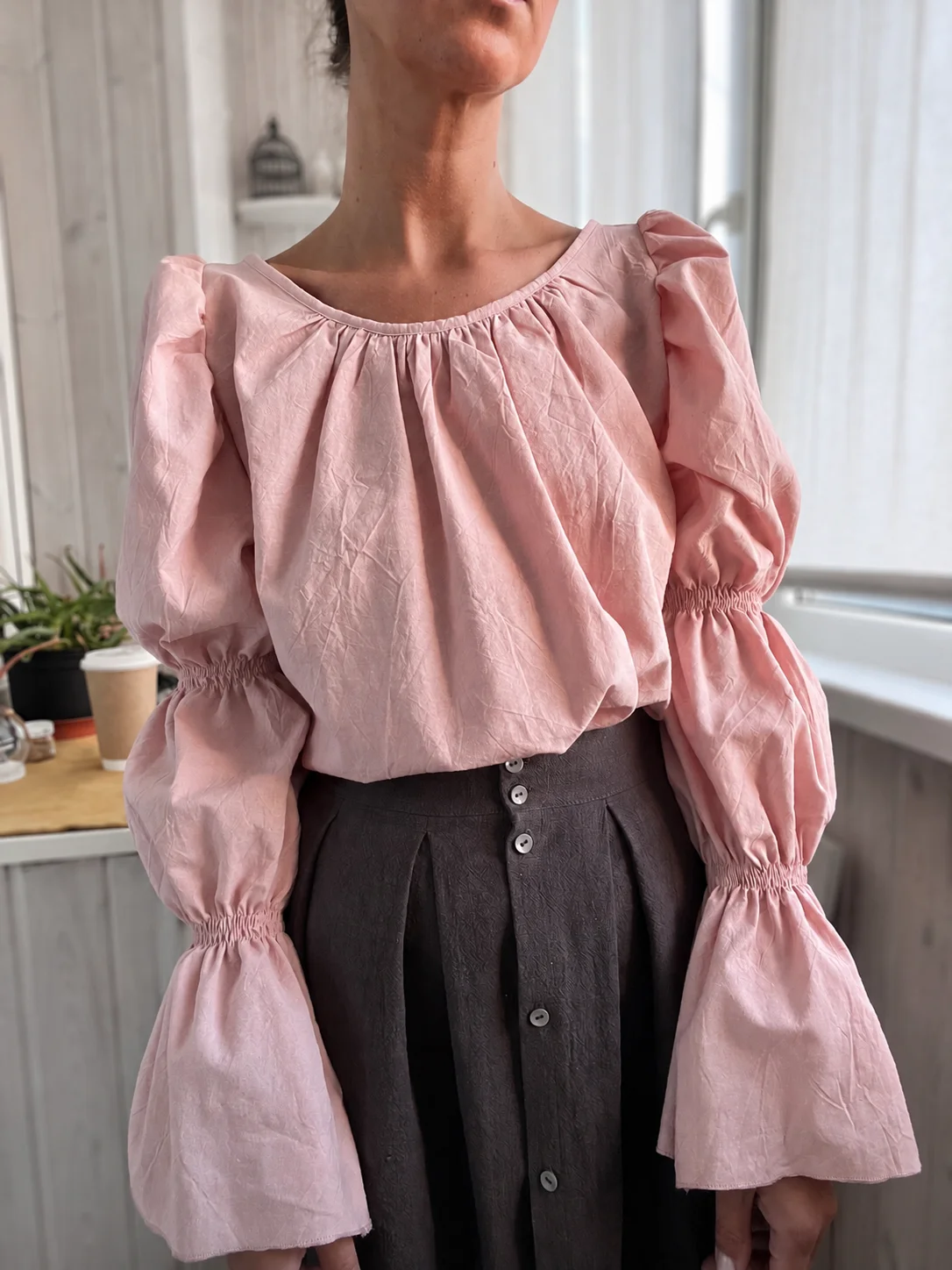 Топ с викторианским рукавом в стиле Unique fabric - миниатюра 3