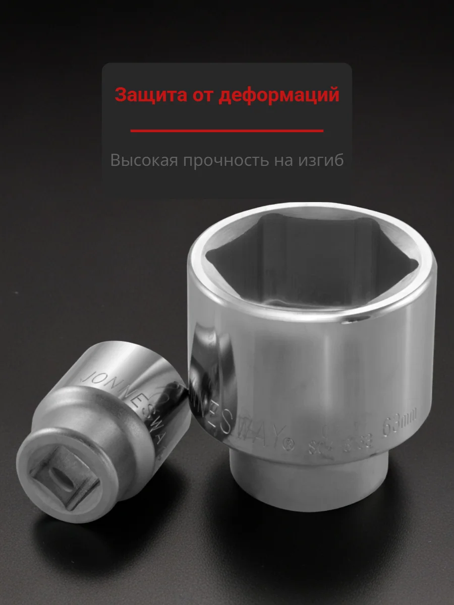 Головка торцевая JONNESWAY S04H8141, для системы инструмента 1" DR, 41мм, хромованадиевая - миниатюра 3