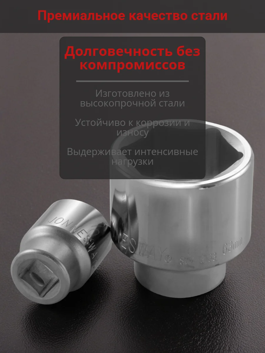 Головка торцевая JONNESWAY S04H8141, для системы инструмента 1" DR, 41мм, хромованадиевая - миниатюра 4