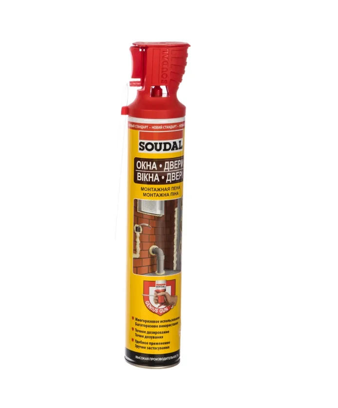 Монтажная пена SOUDAL GENIUS GUN окна двери 750 мл 131132 - миниатюра 3