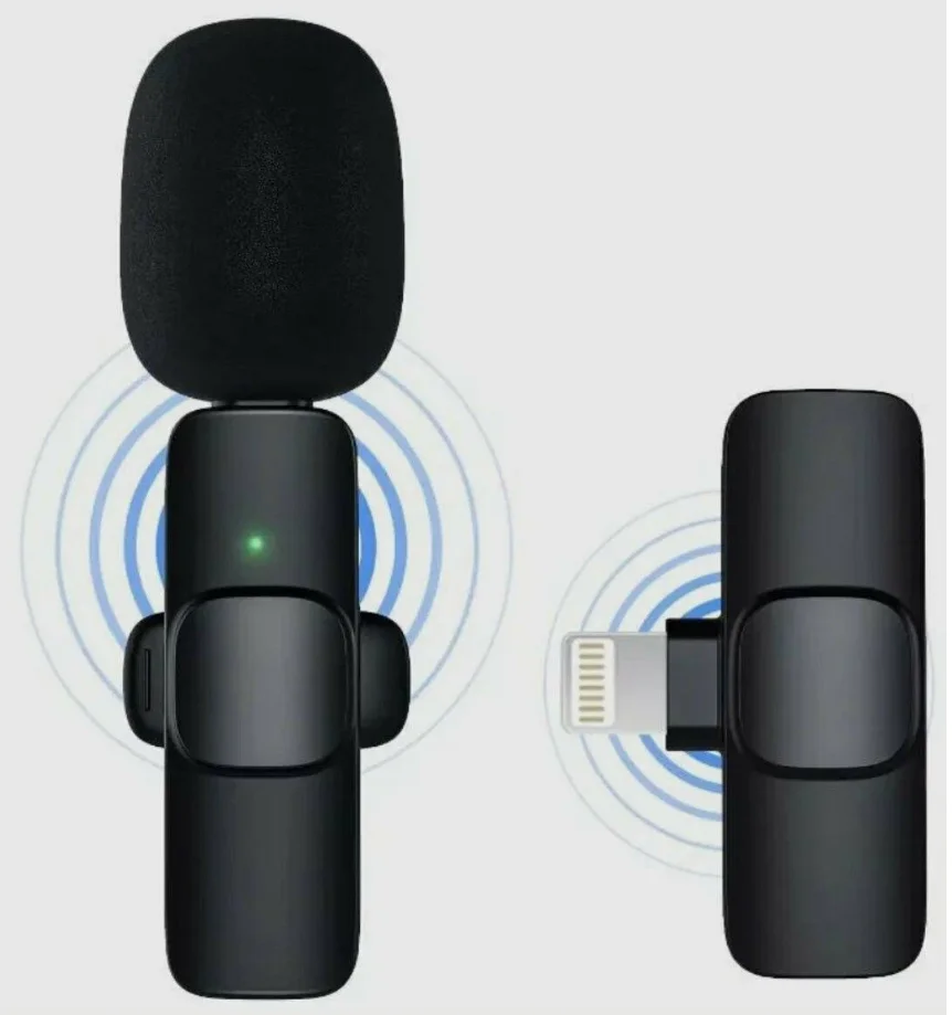 Петличный микрофон Bluetooth/ Беспроводная петличка для записи звука lightning / Черный - изображение 1