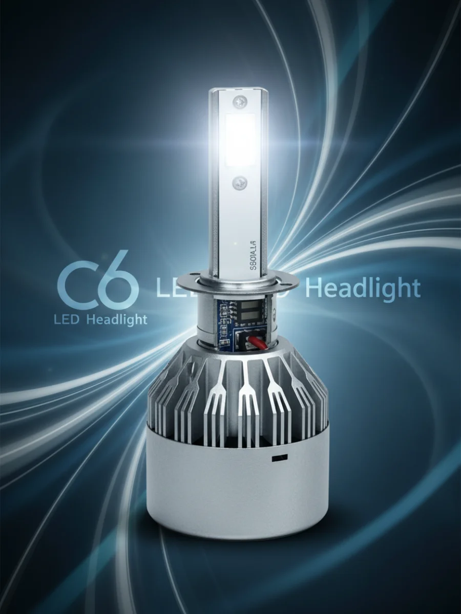 Лампа светодиодная H3 для авто Комплект 2шт. LED C6 (ярче ксенона) 12V 6000K 36W 3800Lm - изображение 1