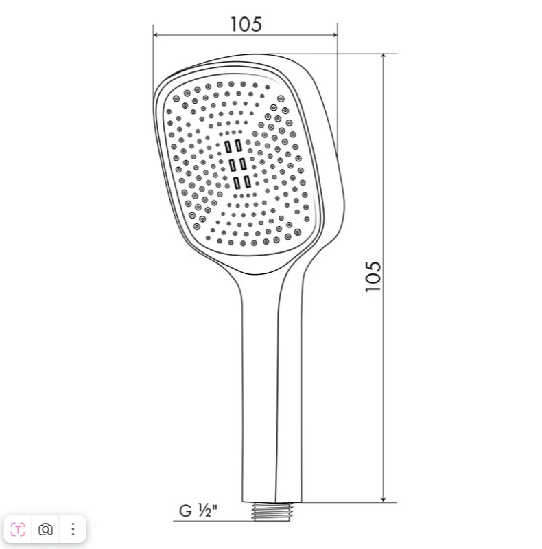 Лейка MELODIA LUXE квадрат 1 функция, 105x105 мм, хром/черный MKP26118 18681 - миниатюра 2