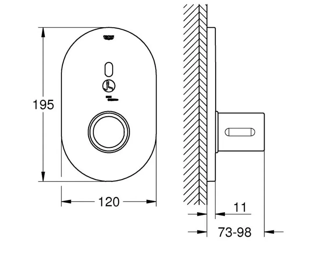 Внешняя часть термостатического смесителя Grohe Eurosmart Cosmopolitan E 36456000 - миниатюра 6