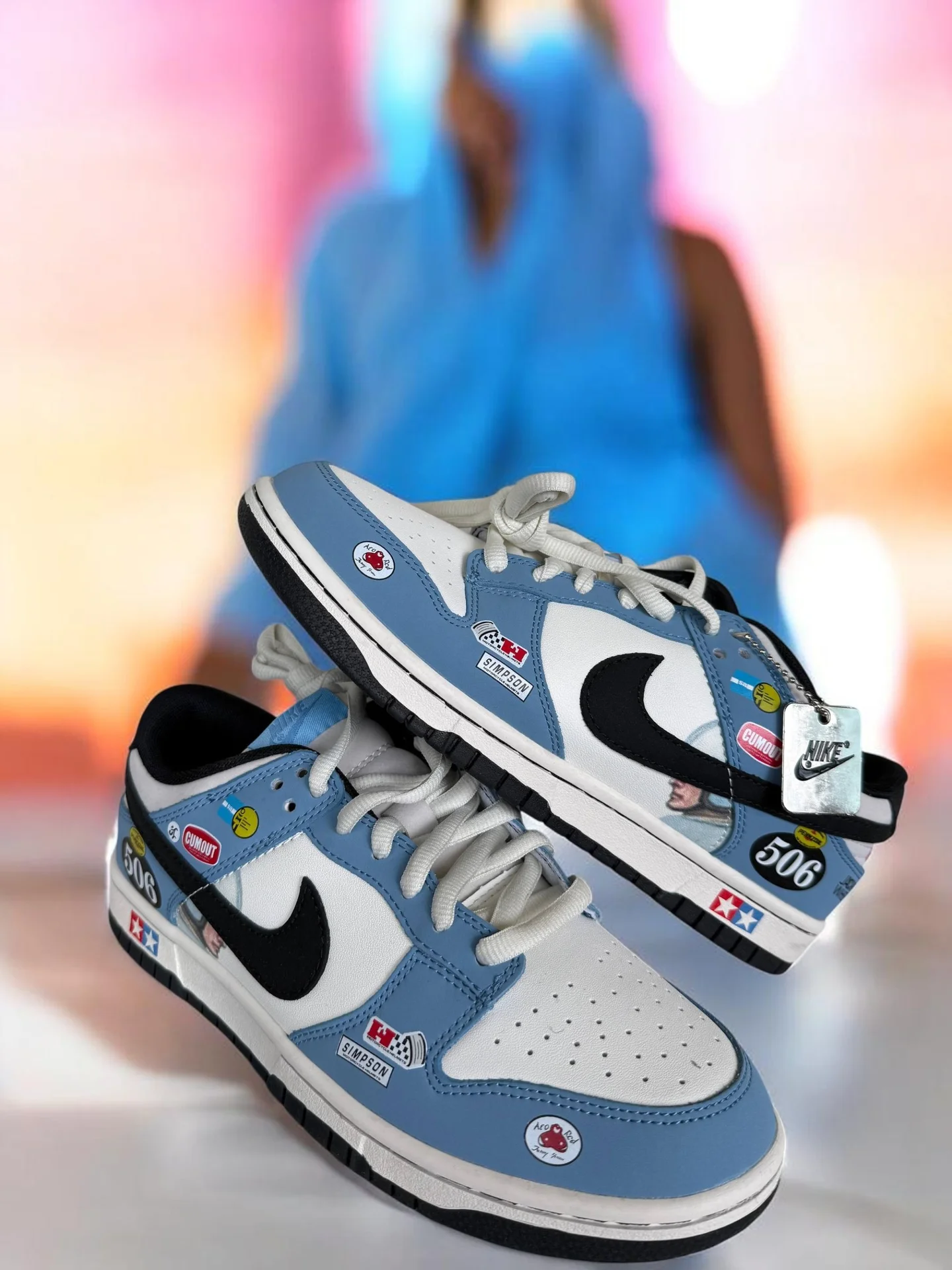 Кроссовки Nike Dunk Low Custom Stickers Blue - миниатюра 3