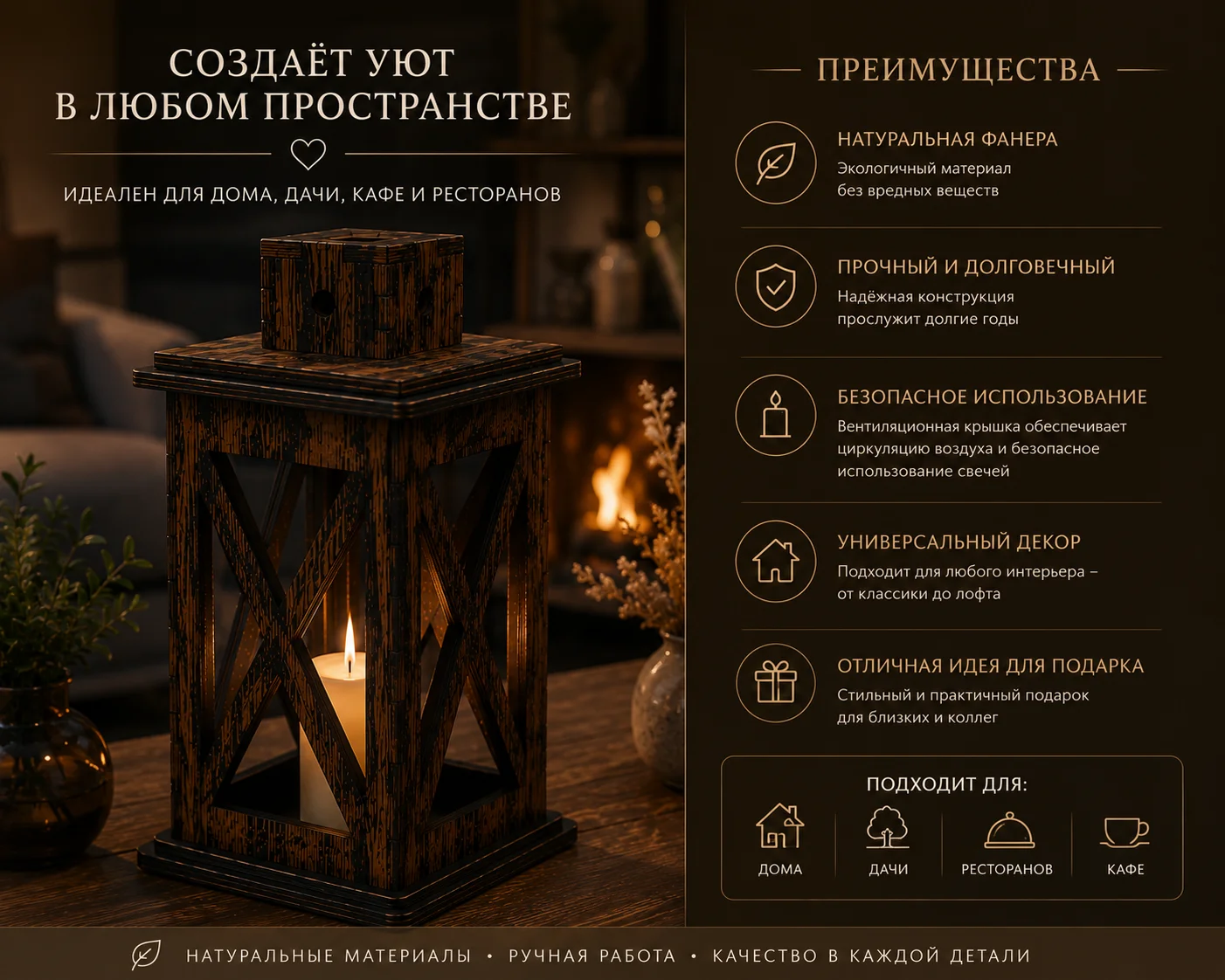 Интерьерный фонарь для дома, дачи и ресторана - миниатюра 2