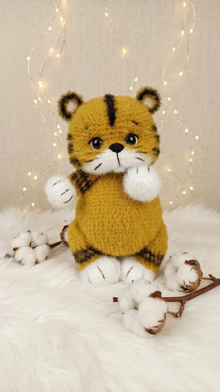 Вязаная игрушка тигрёнок - миниатюра 2