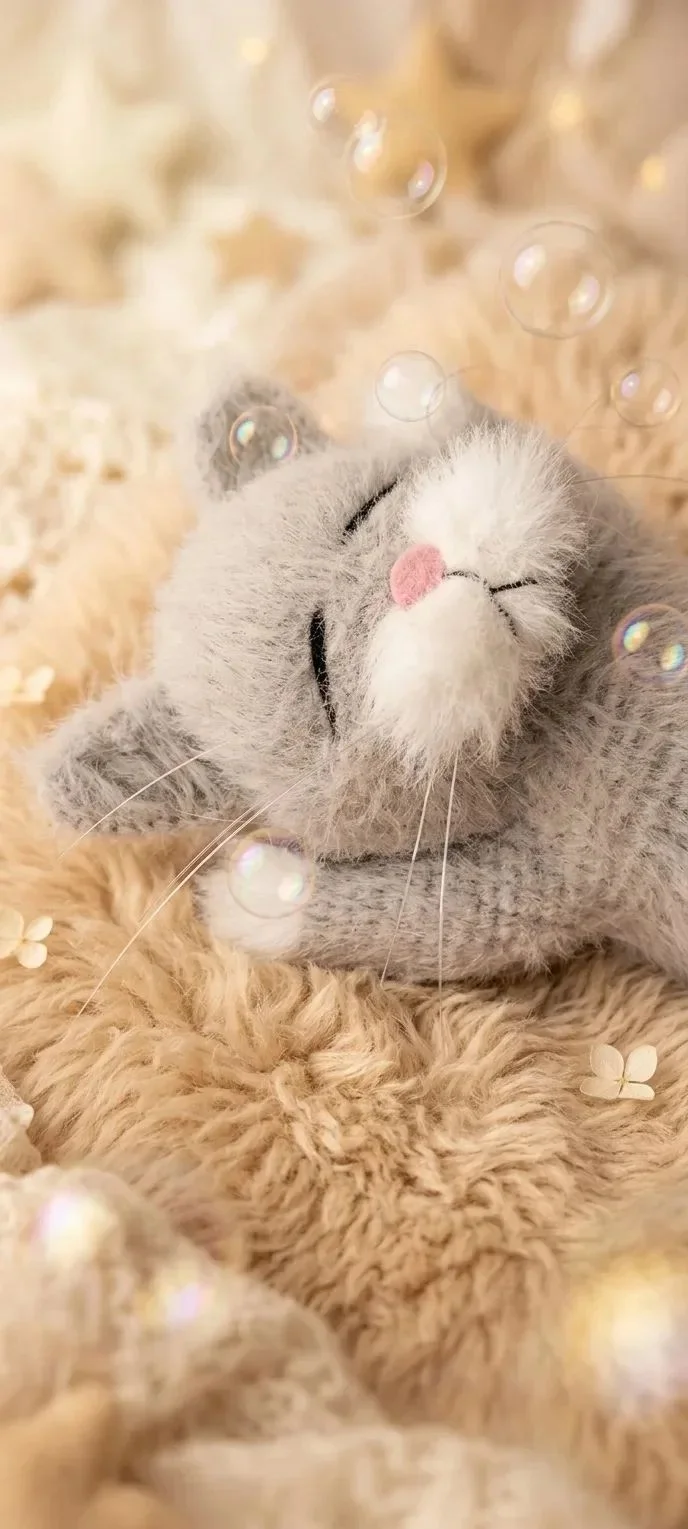 Вязаная игрушка спящий кот - миниатюра 2