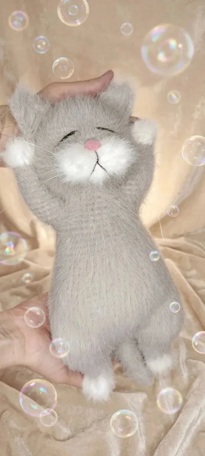 Вязаная игрушка спящий кот - миниатюра 4