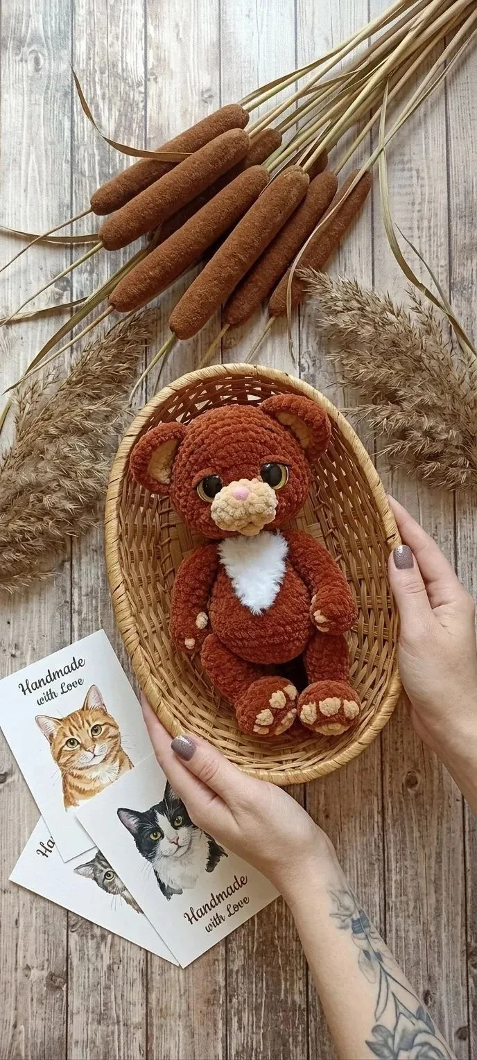 Вязаная игрушка кот - изображение 1