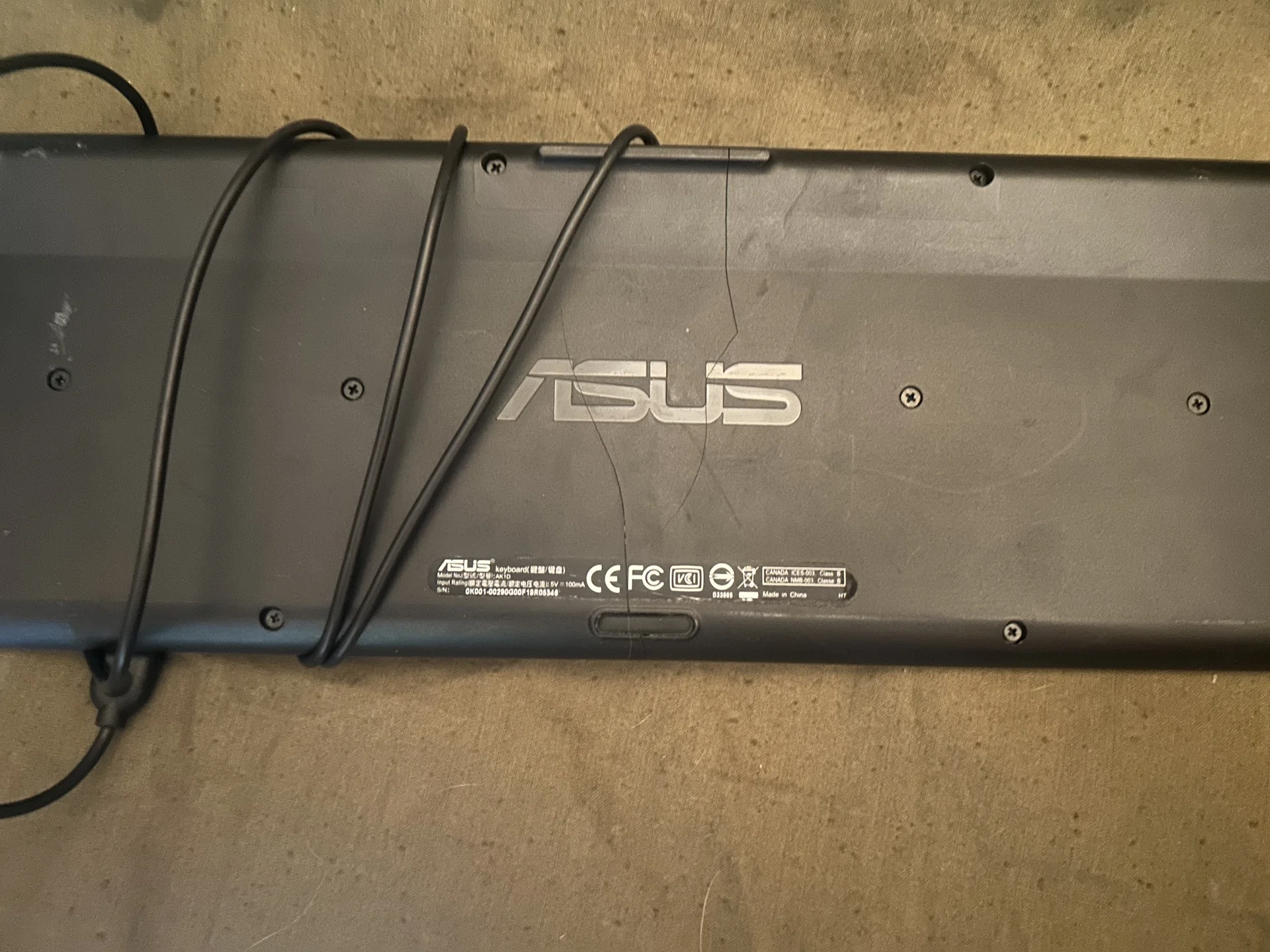 Проводная USB-клавиатура asus, модель AK1D - миниатюра 2