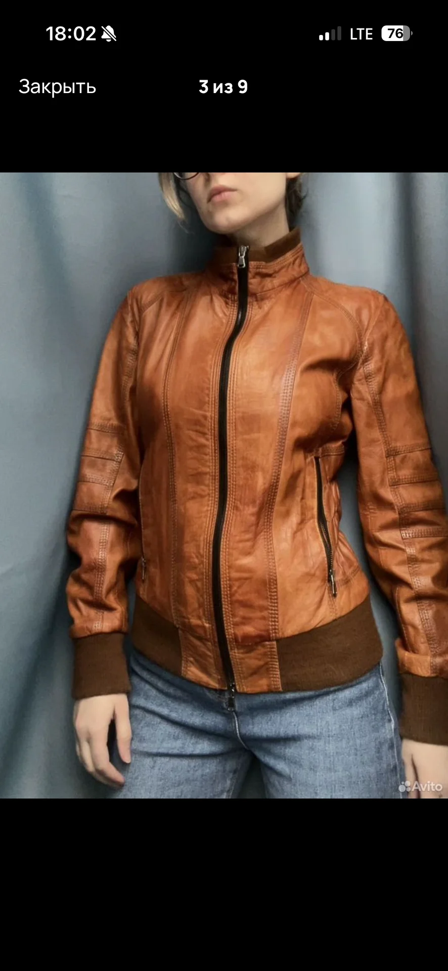 Кожаная итальянская куртка женская, XS (40-42) - миниатюра 3