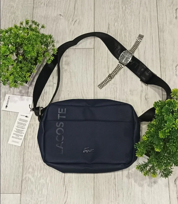 Сумка мужская Lacoste через плечо (борсетка) синяя