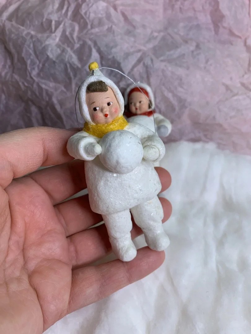 Ватные ёлочные игрушки, ребёнок со снежком - миниатюра 4