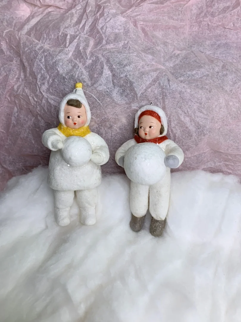 Ватные ёлочные игрушки, ребёнок со снежком - миниатюра 6