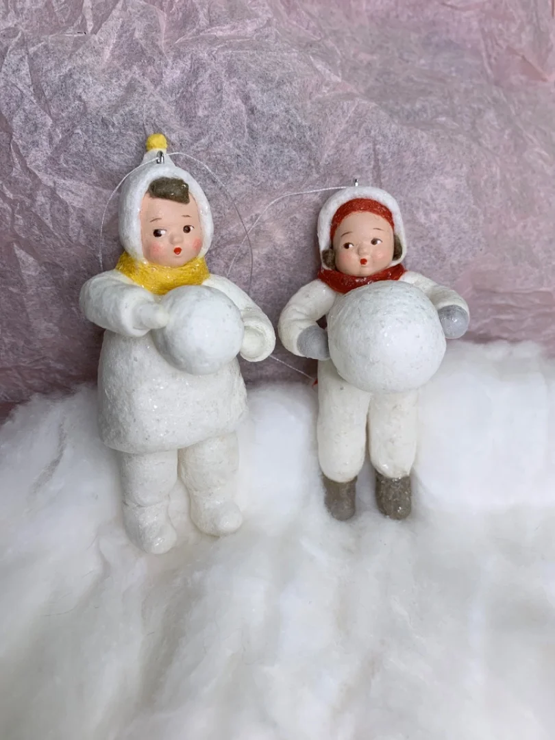 Ватные ёлочные игрушки, ребёнок со снежком - миниатюра 7