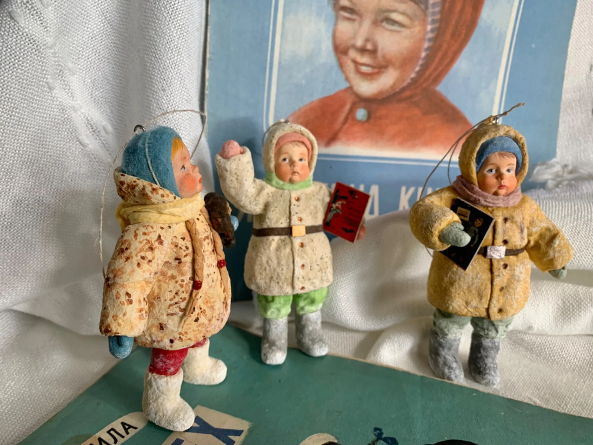 Ватные ёлочные игрушки, ребёнок со снежком - миниатюра 4