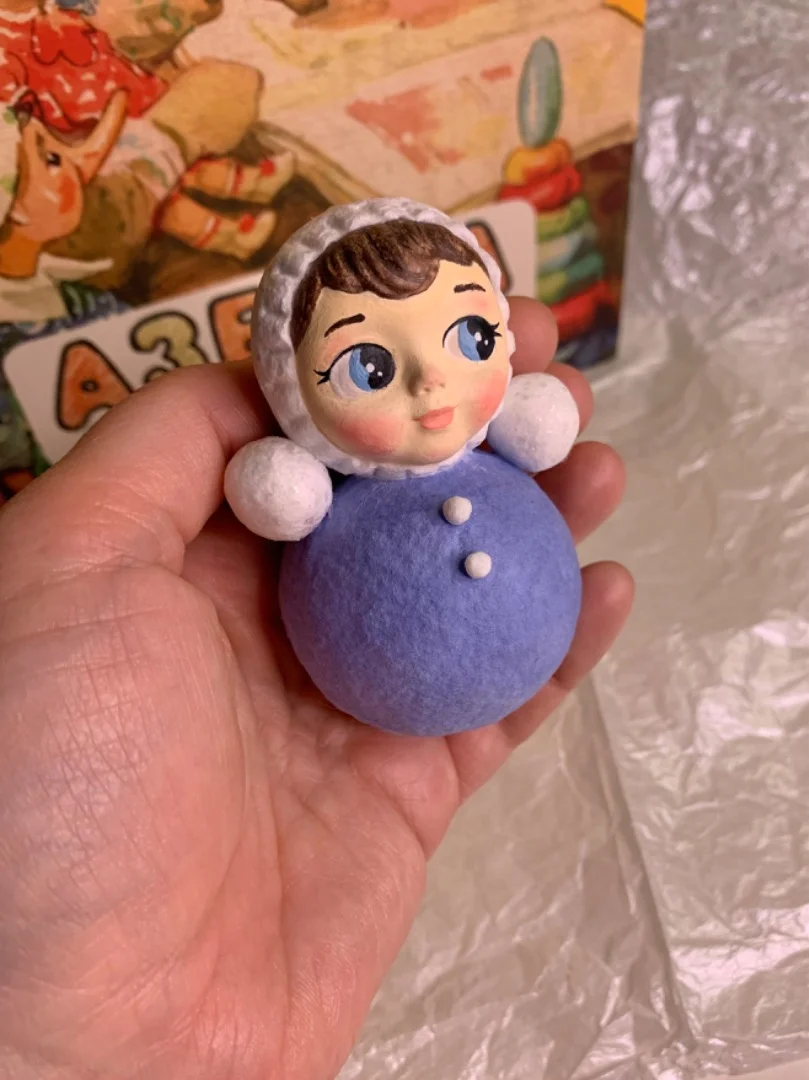 Ватная елочная игрушка неваляшка - миниатюра 2