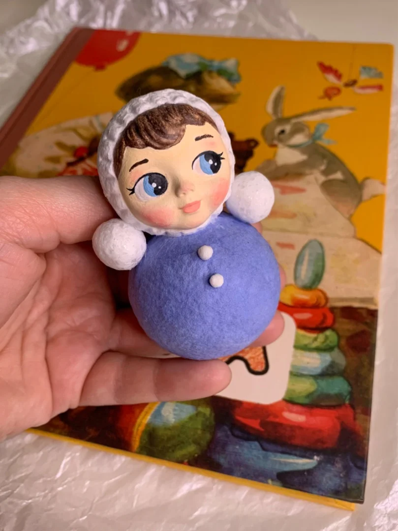 Ватная елочная игрушка неваляшка - миниатюра 3