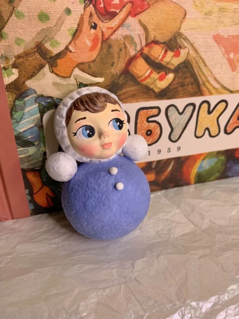 Ватная елочная игрушка неваляшка - миниатюра 5