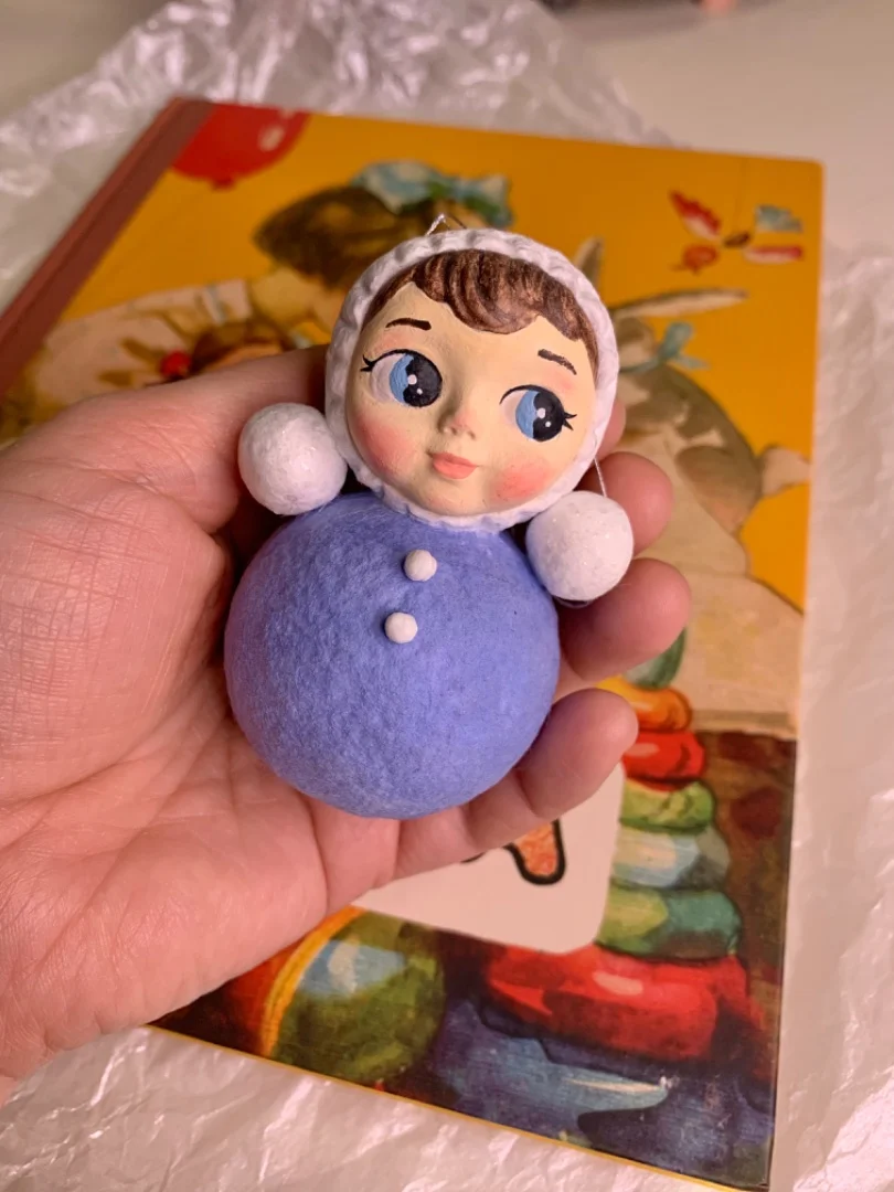 Ватная елочная игрушка неваляшка - миниатюра 6
