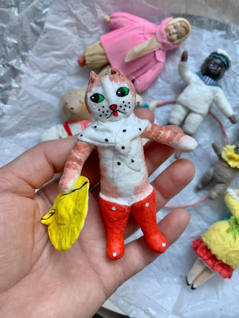 Ватная елочная игрушка Кот в сапогах