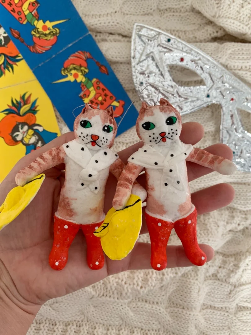 Ватная елочная игрушка Кот в сапогах - миниатюра 5