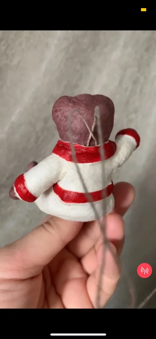 Ватная елочная игрушка медведь в костюме - миниатюра 6