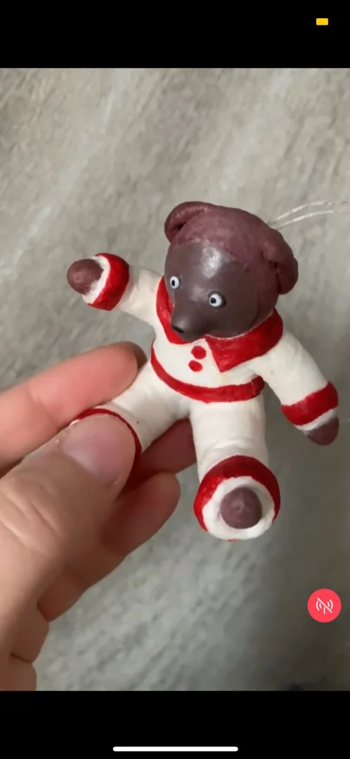 Ватная елочная игрушка медведь в костюме - миниатюра 7
