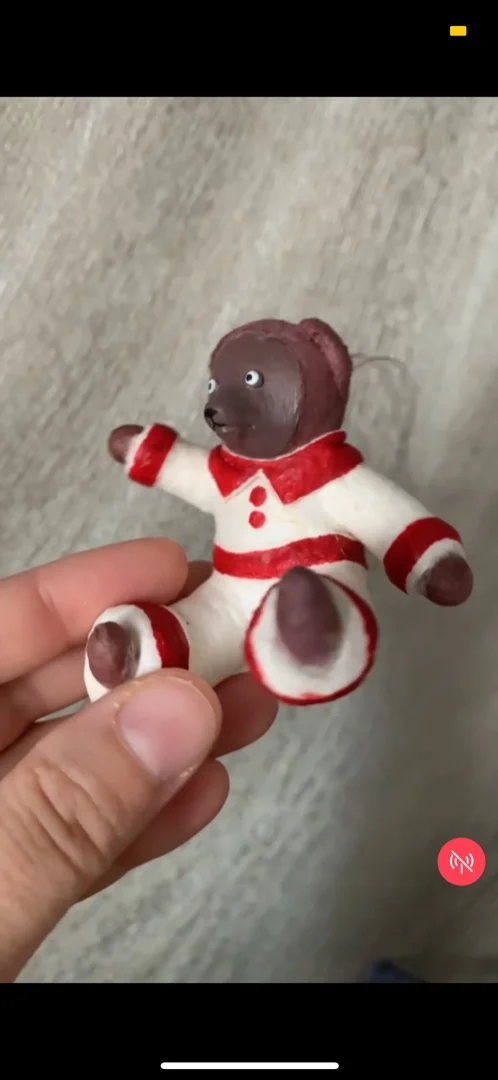 Ватная елочная игрушка медведь в костюме - миниатюра 8