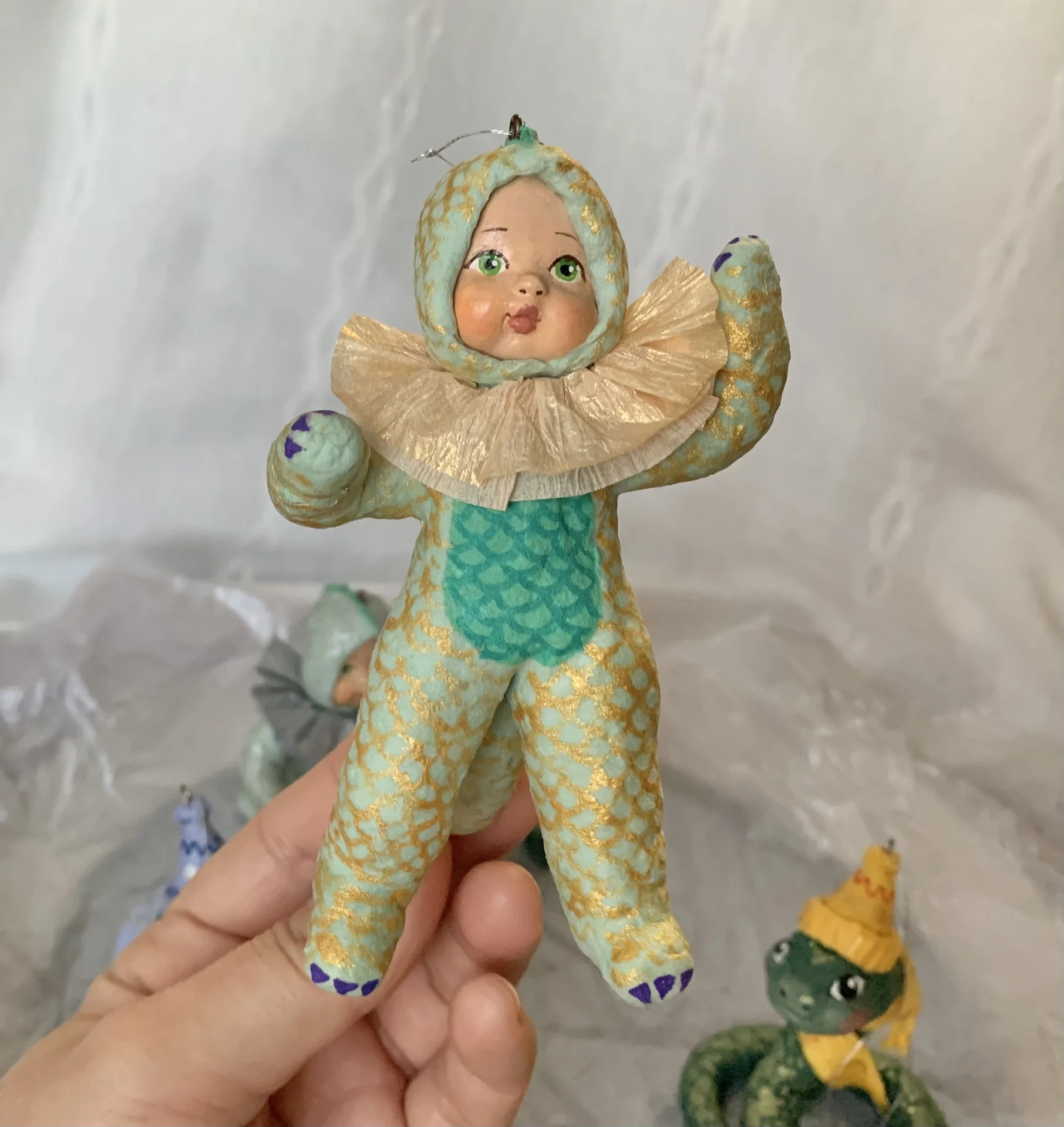 Ватная елочная игрушка дракончик - миниатюра 2