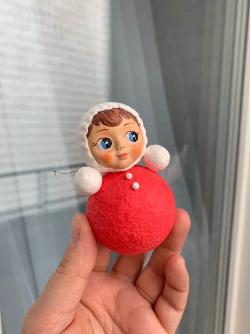 Ватная елочная неваляшка - миниатюра 2