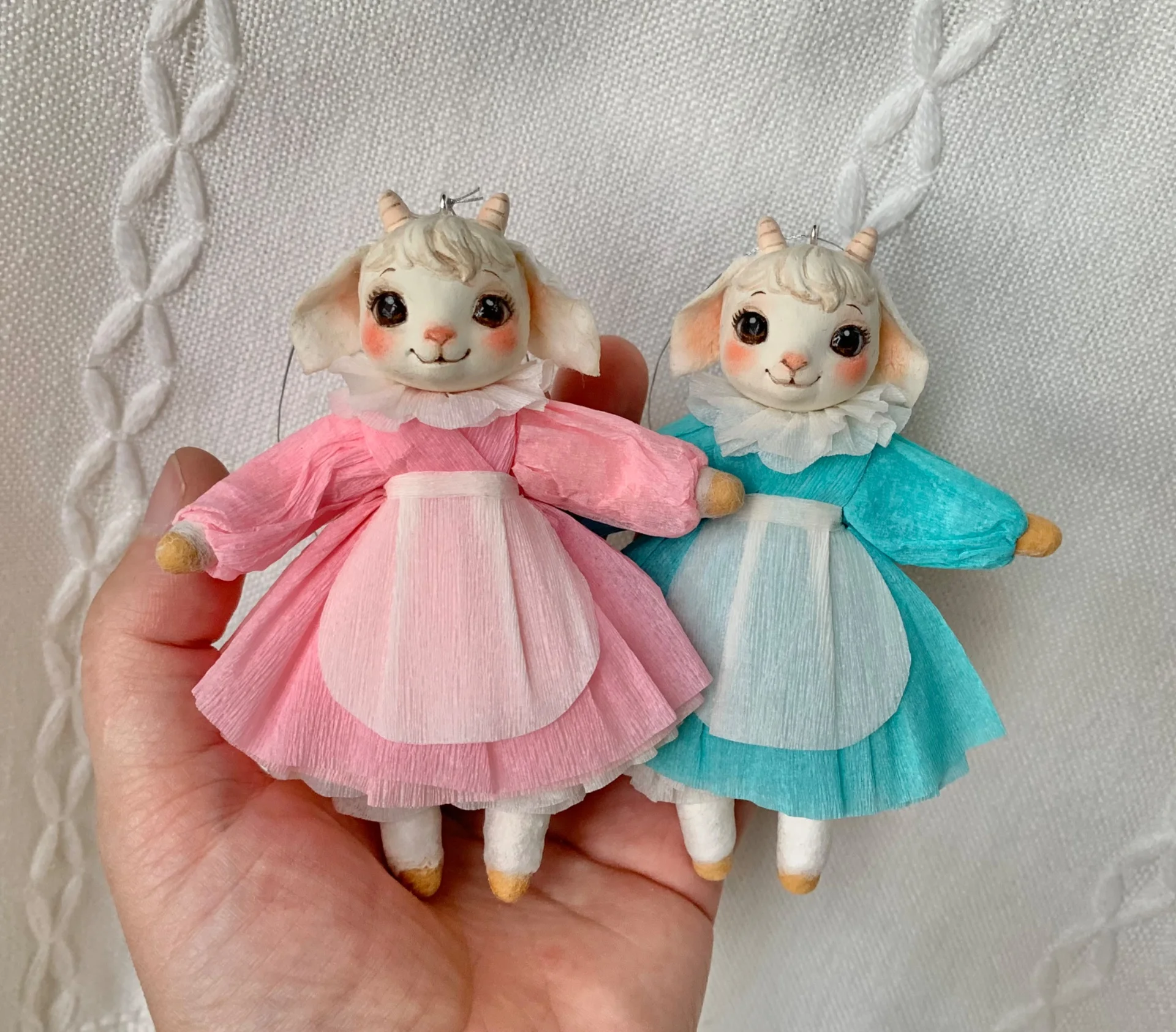 Ватная елочная игрушка, козочка. - миниатюра 2