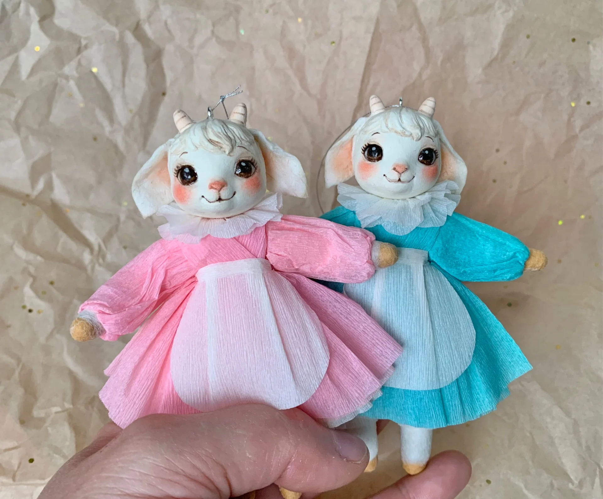 Ватная елочная игрушка, козочка. - миниатюра 4