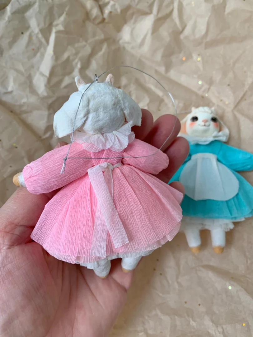 Ватная елочная игрушка, козочка. - миниатюра 7