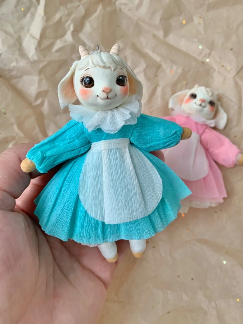 Ватная елочная игрушка, козочка. - миниатюра 8