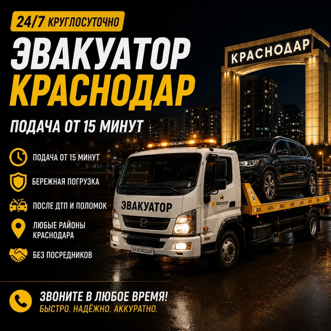 Эвакуатор Краснодар 24/7 • Подача 15 минут - изображение 1