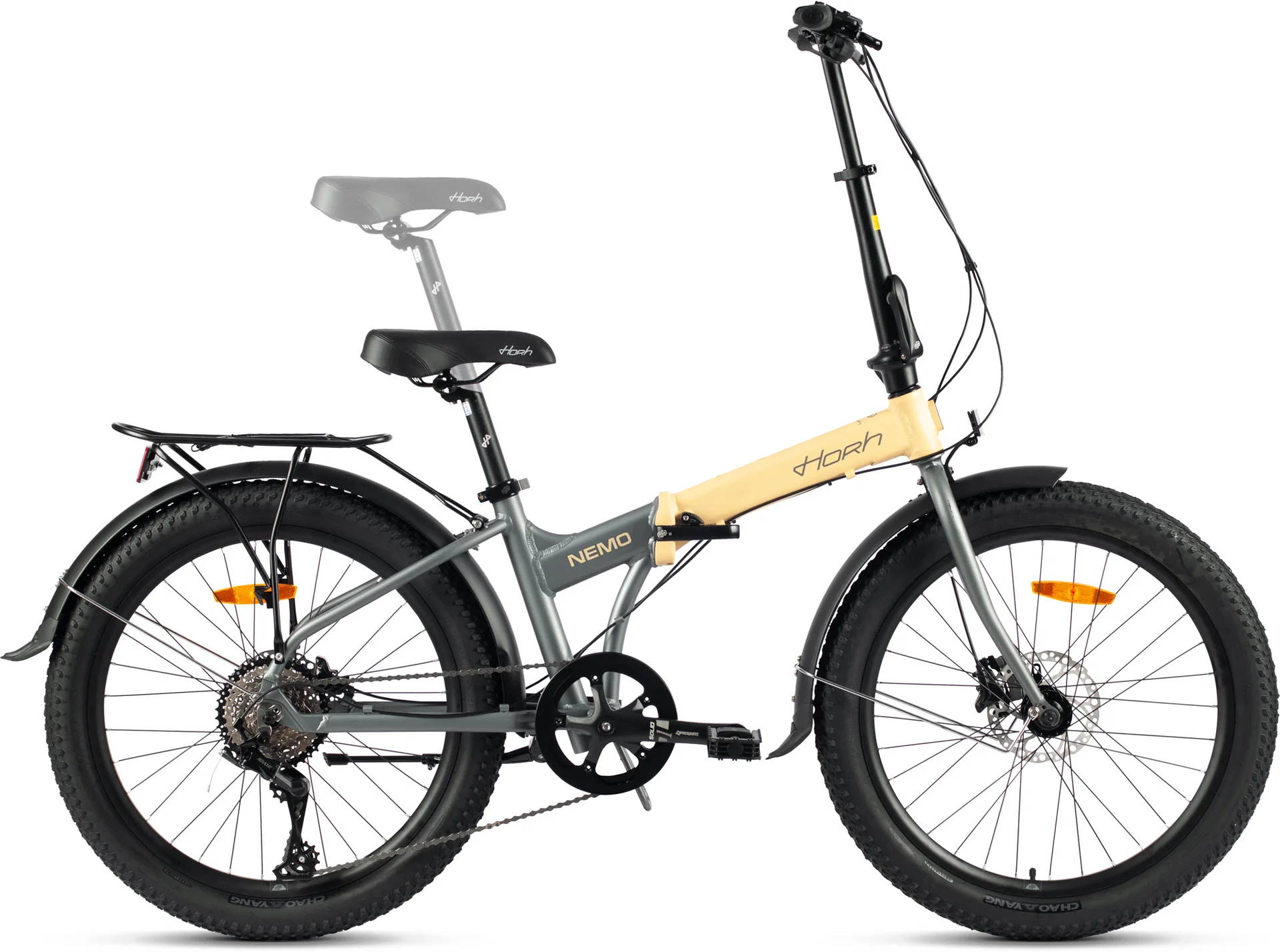 Велосипед HORH NEMO 9SP HD FAT 24" (2024) Yellow-Light Grey - миниатюра 2