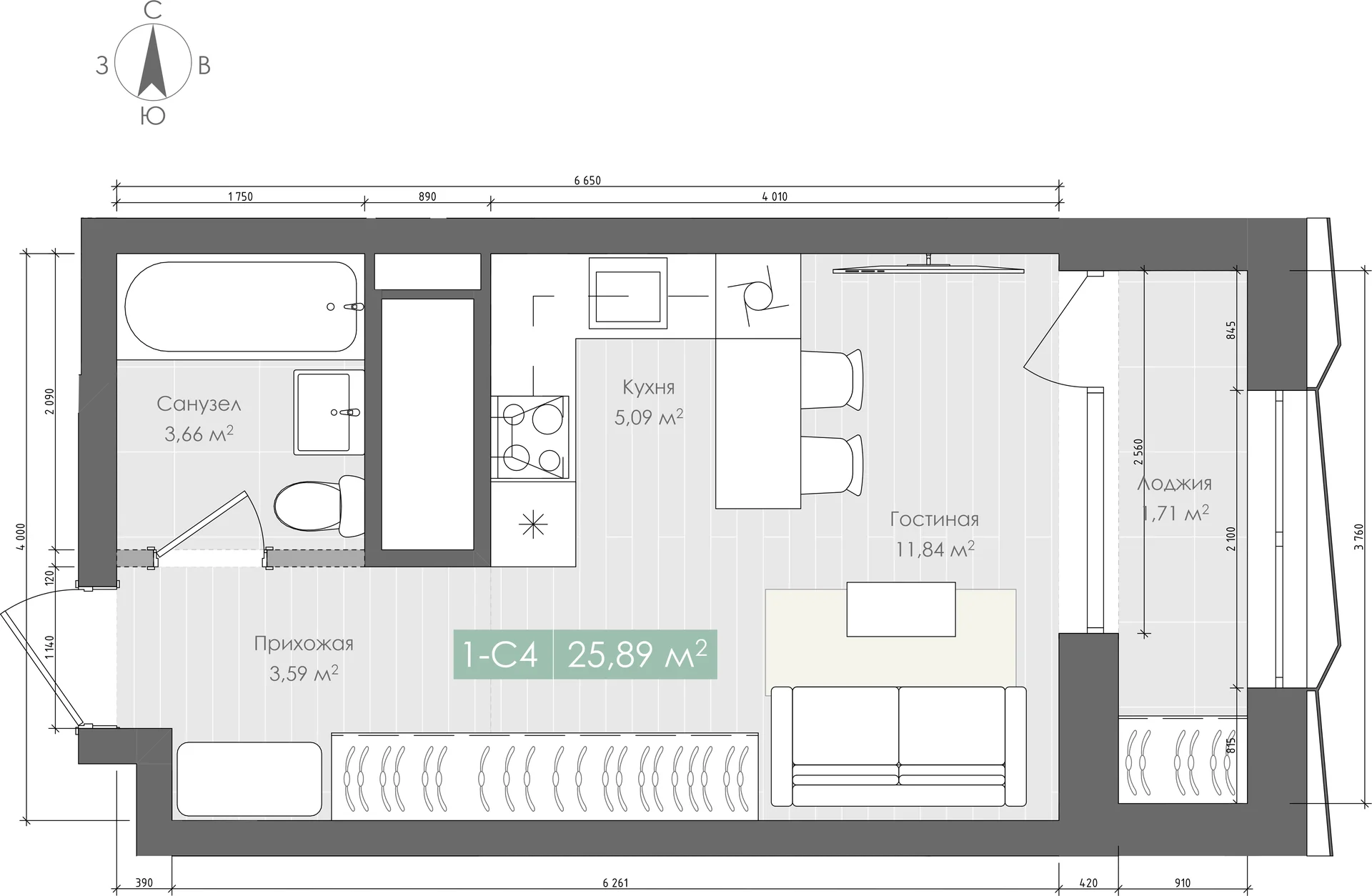 Квартира-студия на квартале. Есть рассрочка - изображение 1
