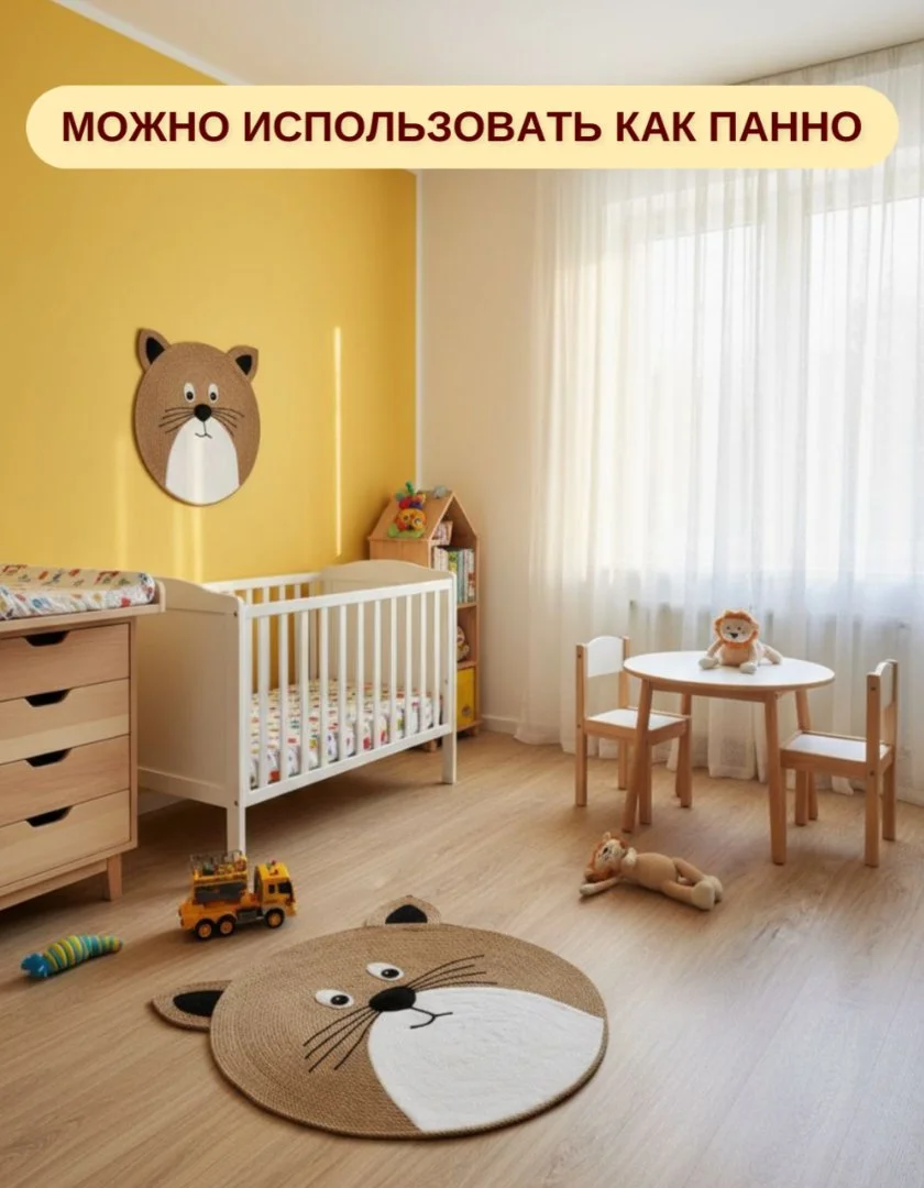 Джутовый коврик "Мой кот" для детской, д. 69 см - миниатюра 7