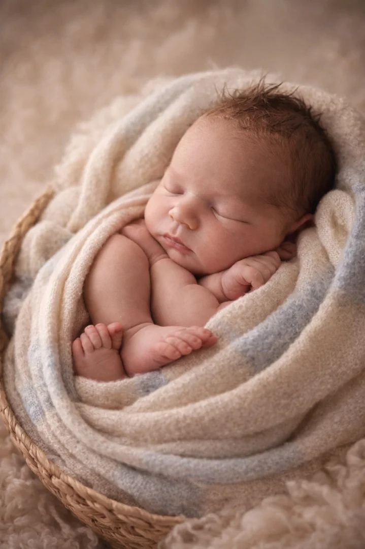 Newborn фотосессия дома Нежные фото малыша - миниатюра 6