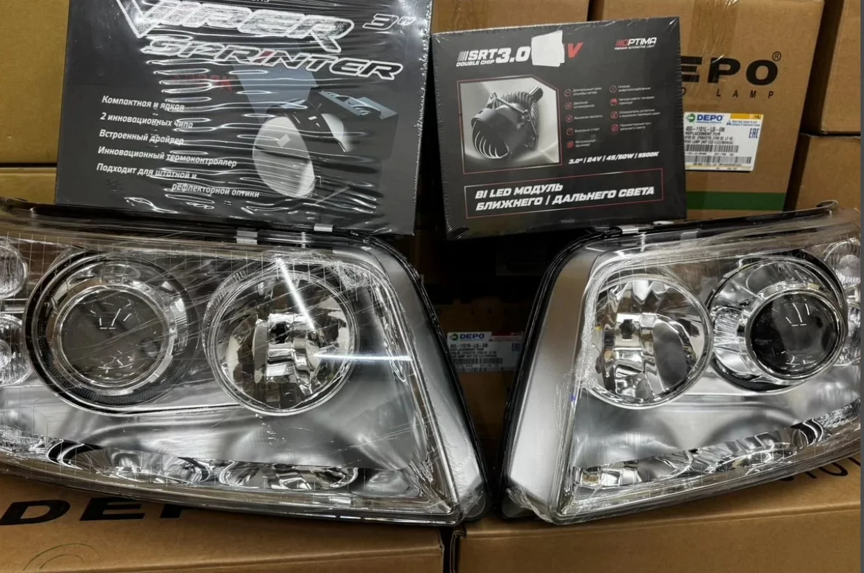 Фары Volkswagen Т5 с Bi-led модулем 03-09 г.в - миниатюра 4