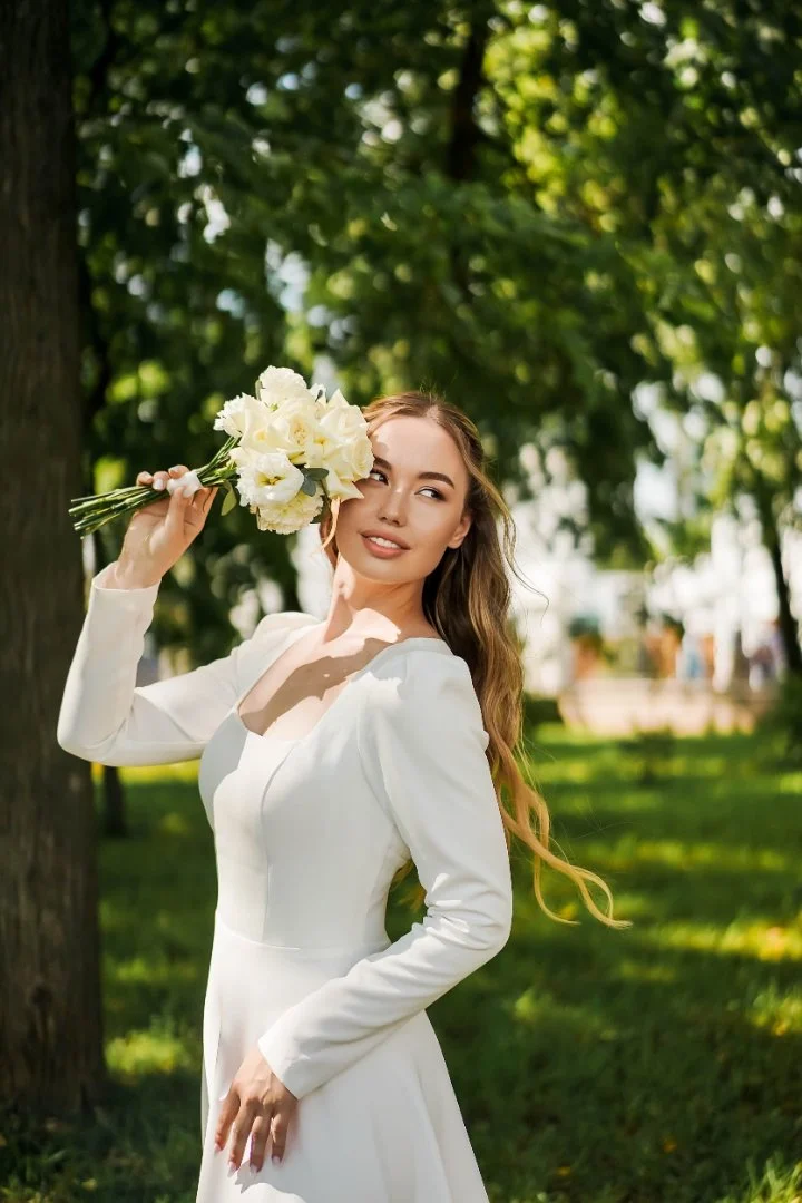 Свадебное / вечернее белое платье - миниатюра 2