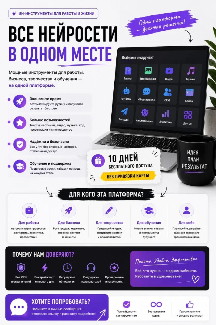 Бесплатный доступ к платформе с нейросетями