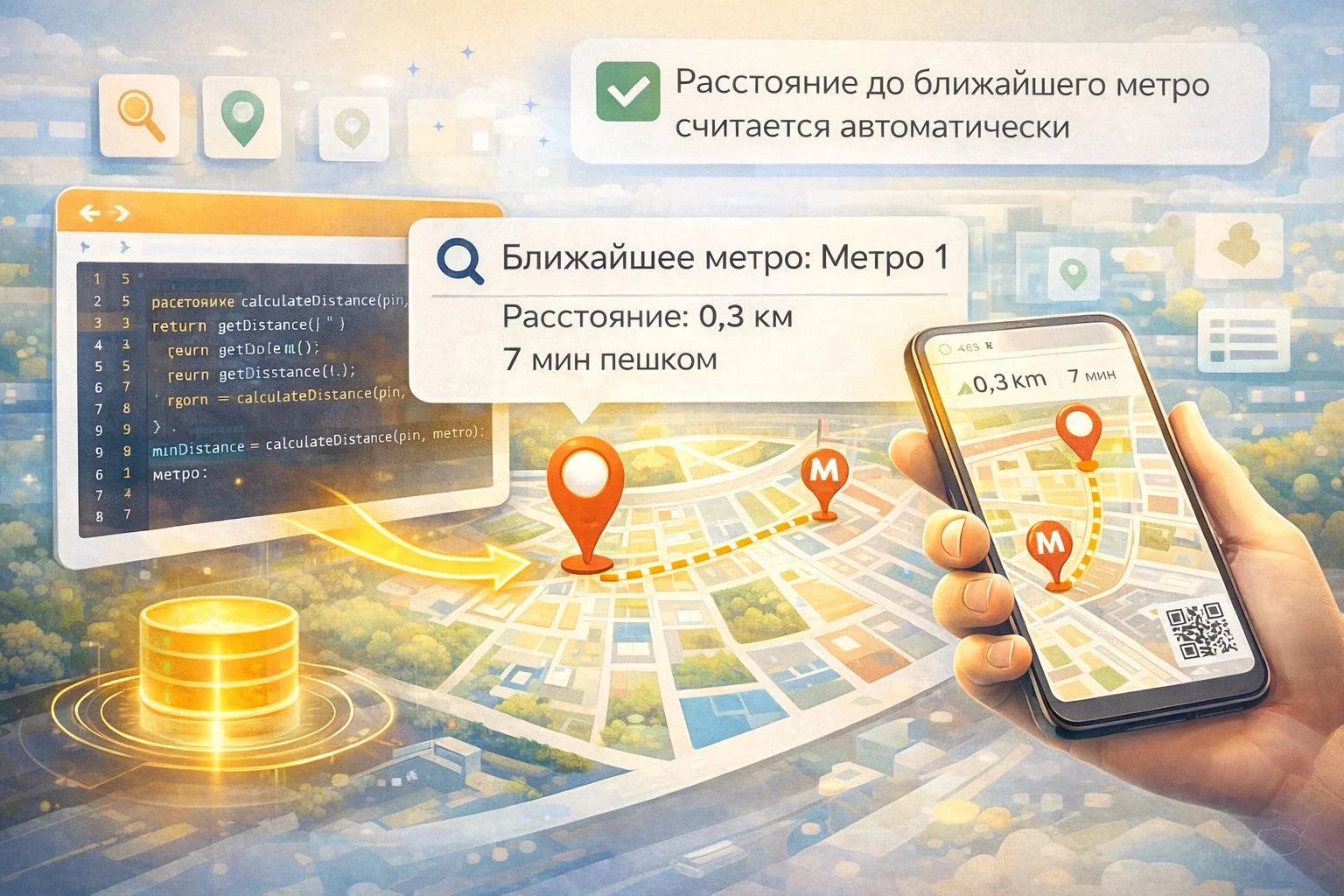 Автоматический расчет расстояния до ближайшего метро - изображение 1