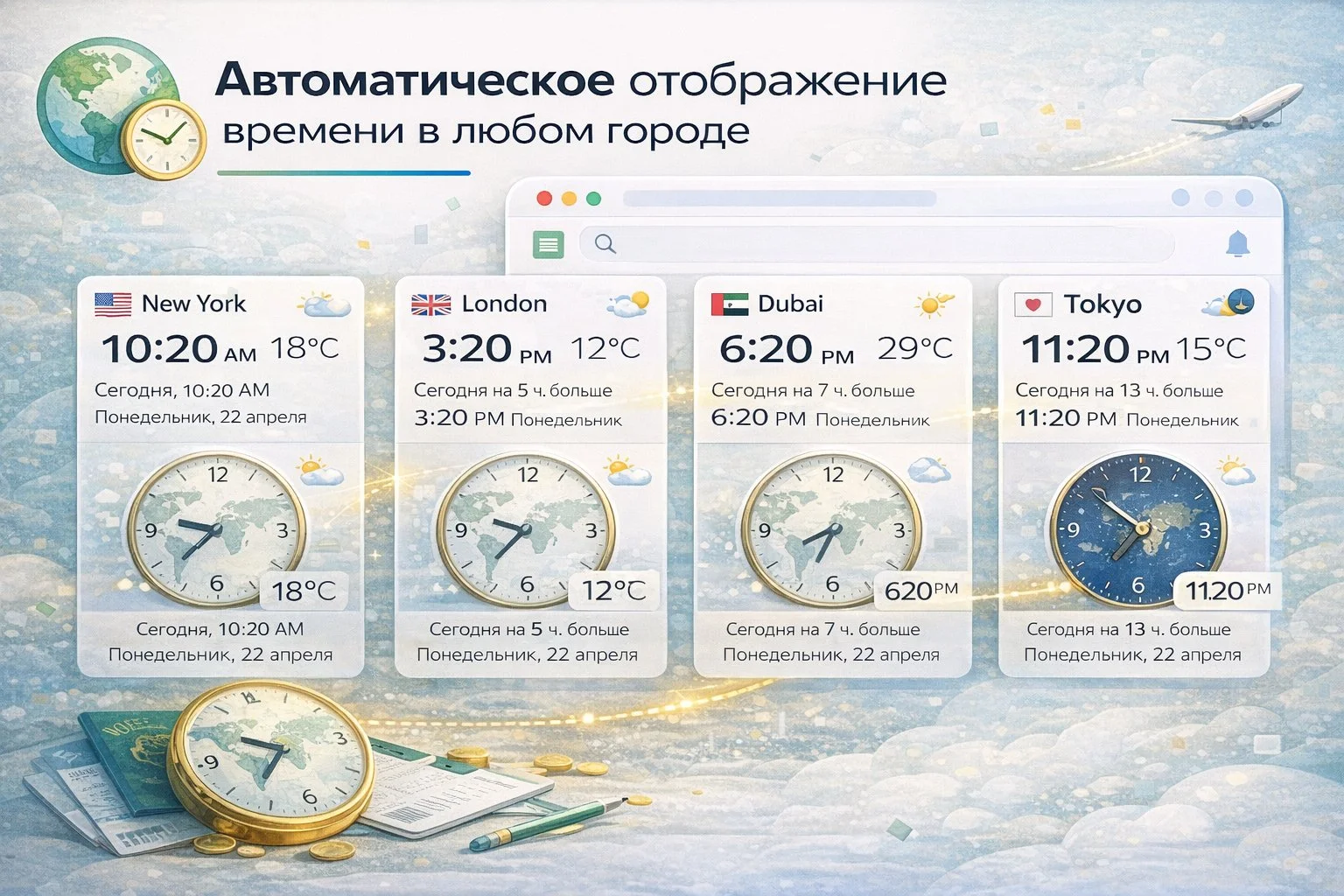 Автоматическое отображение времени в любом городе - изображение 1