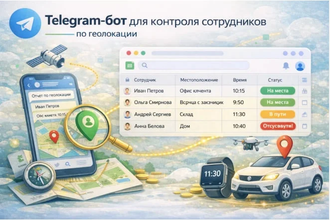 Telegram-бот для контроля сотрудников по геолокации - изображение 1