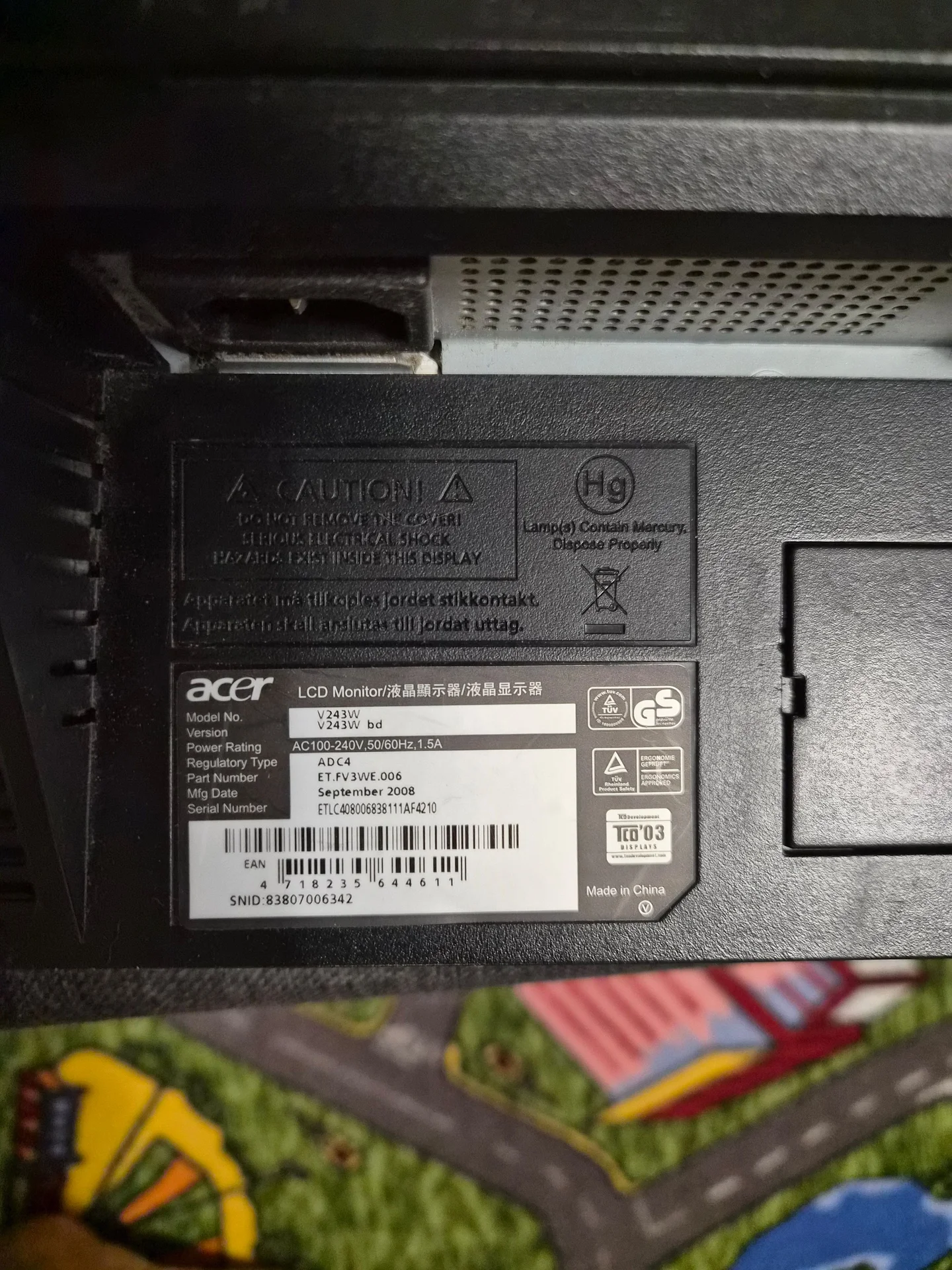 Монитор Acer V243Wbd - миниатюра 6