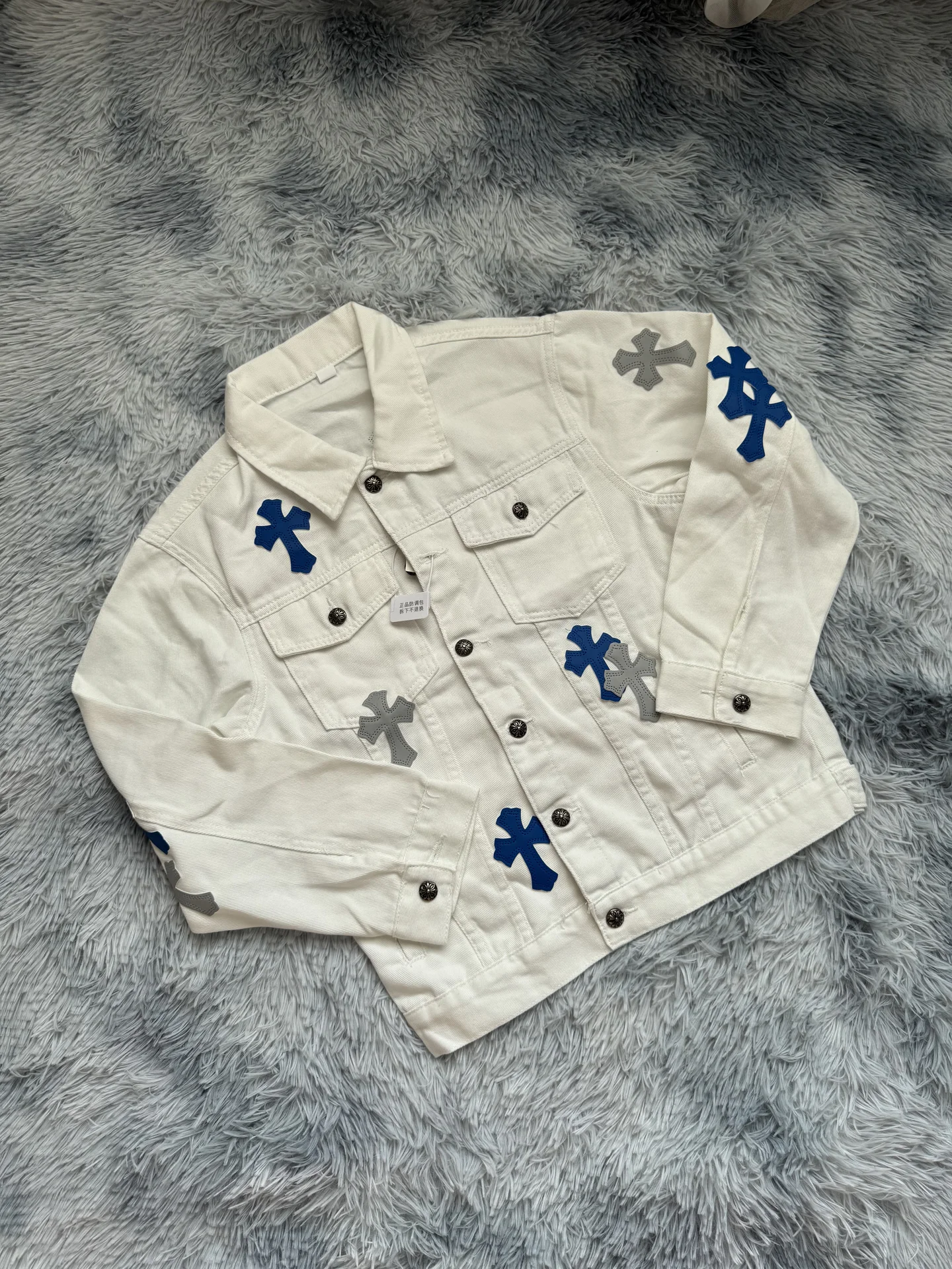 Джинсовая куртка с крестами Chrome Hearts - изображение 1