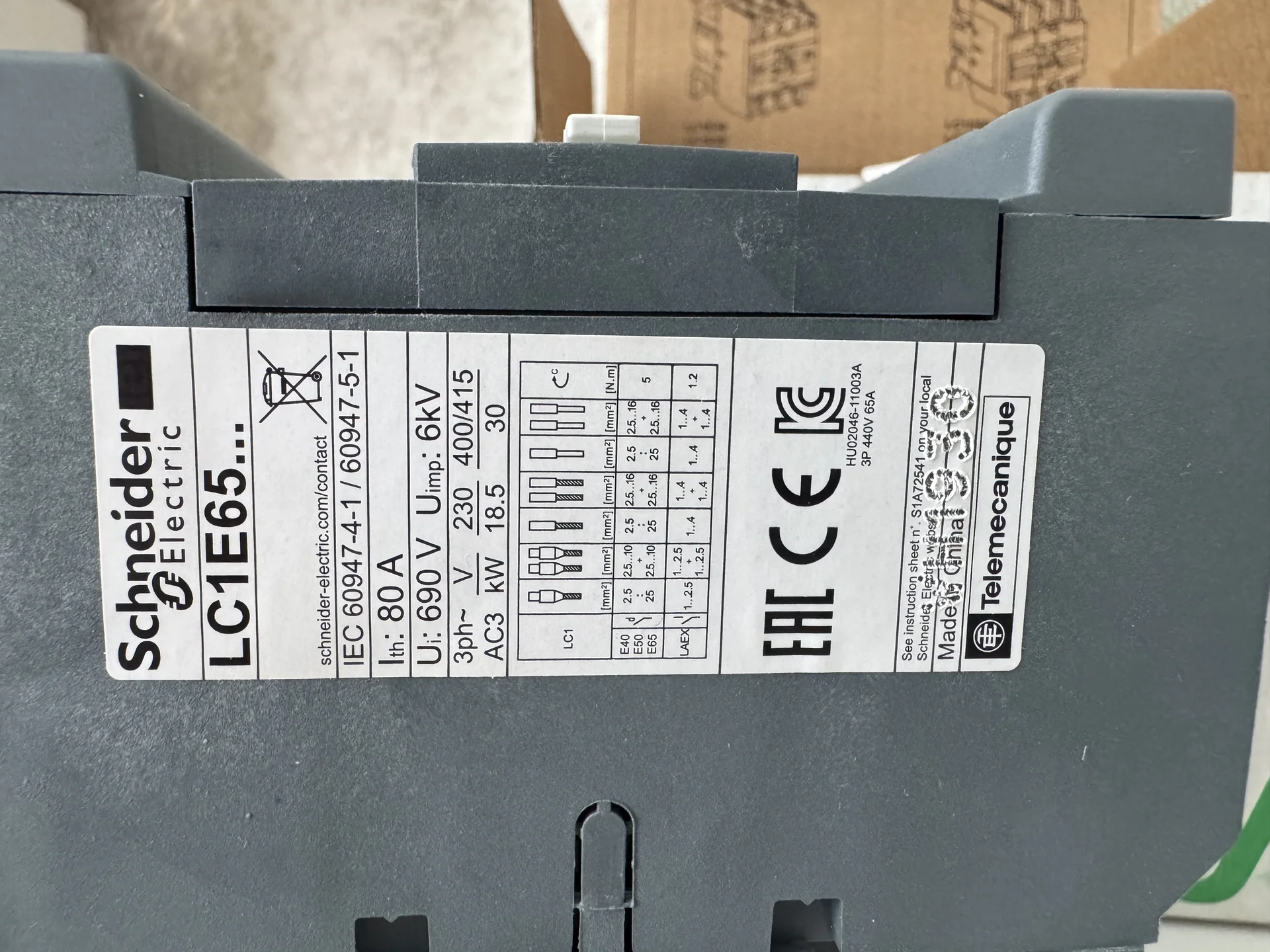 Контактор lc1e65m5 schneider - миниатюра 2